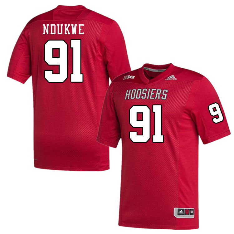 Men #91 Daniel Ndukwe Indiana Hoosiers College Football Jerseys Stitched-Crimson